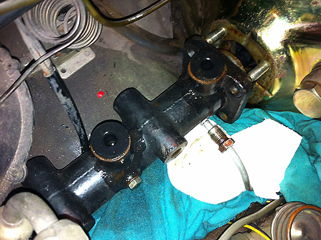 Master cylinder unbolted